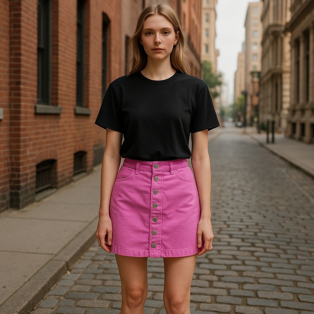 SO WAIST 26 INCHES SIZE XS Pink Button-Front Mini Skirt